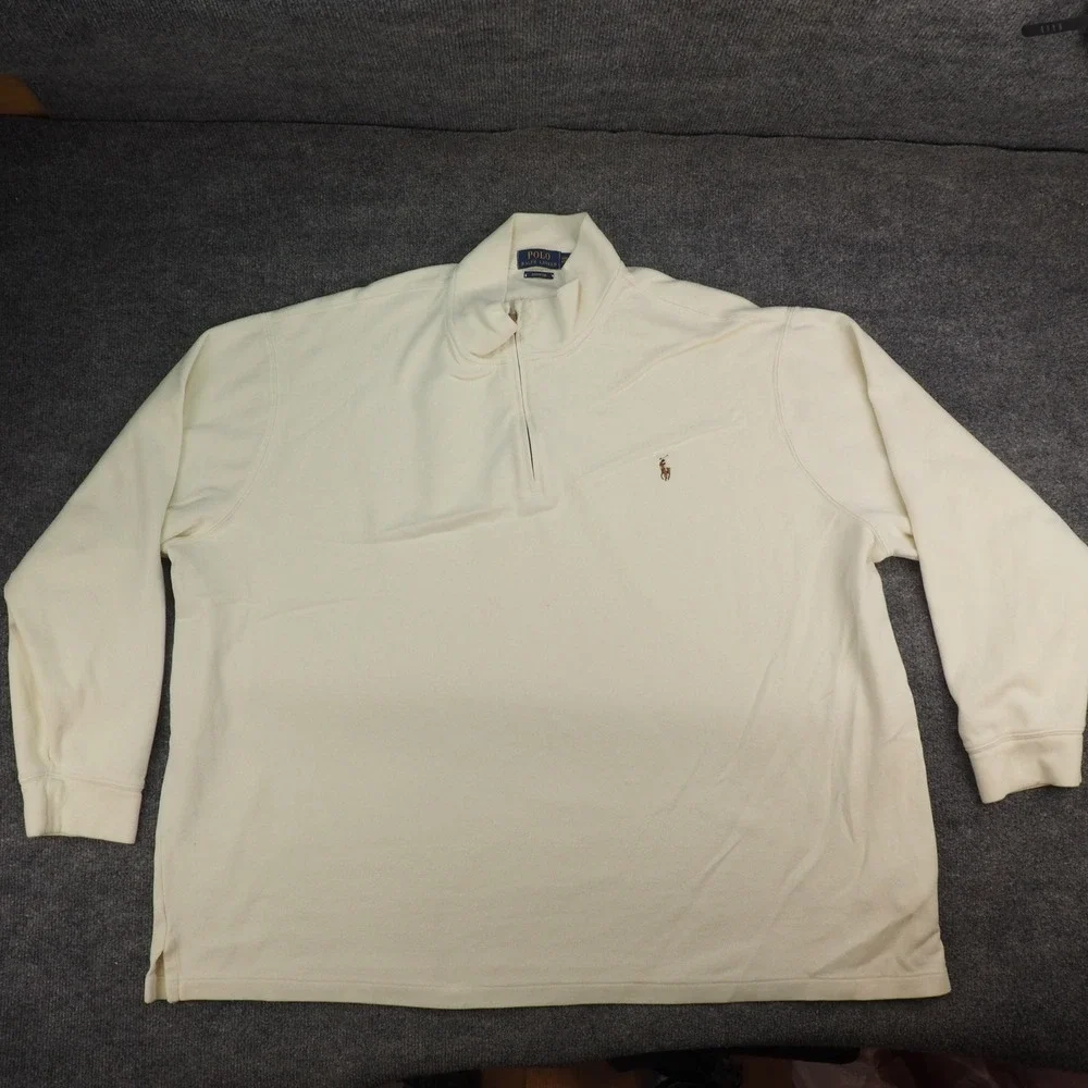 Polo Ralph Lauren Quarter Zip Mens 4XB Estate Rib Cream Solid Pullover Sweater